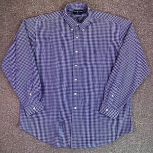 Ralph Lauren Blake Shirt Men XL Blue White Gingham plaid Button Down Long Sleeve